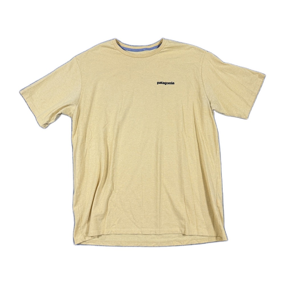 Patagonia Mens Large Yellow Responsibili-Tee P-6 Logo Graphic T-Shirt Short Slv